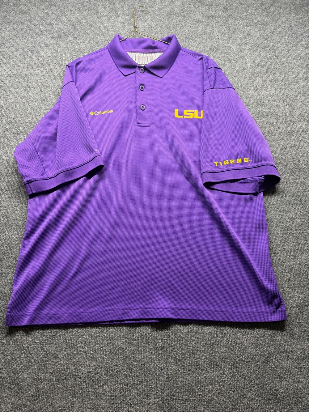 Columbia Men's Purple Polo with Yellow LSU Accents